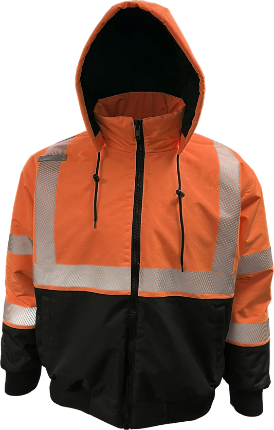 430-PS-OB Hi-Vis ProDuck Bomber™ Jacket with Breakaway Snap Off Hood