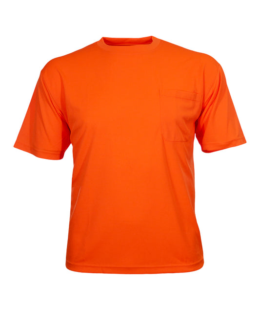 100BOR Hi-Vis Orange Birdseye Knit Pocket Safety Shirt