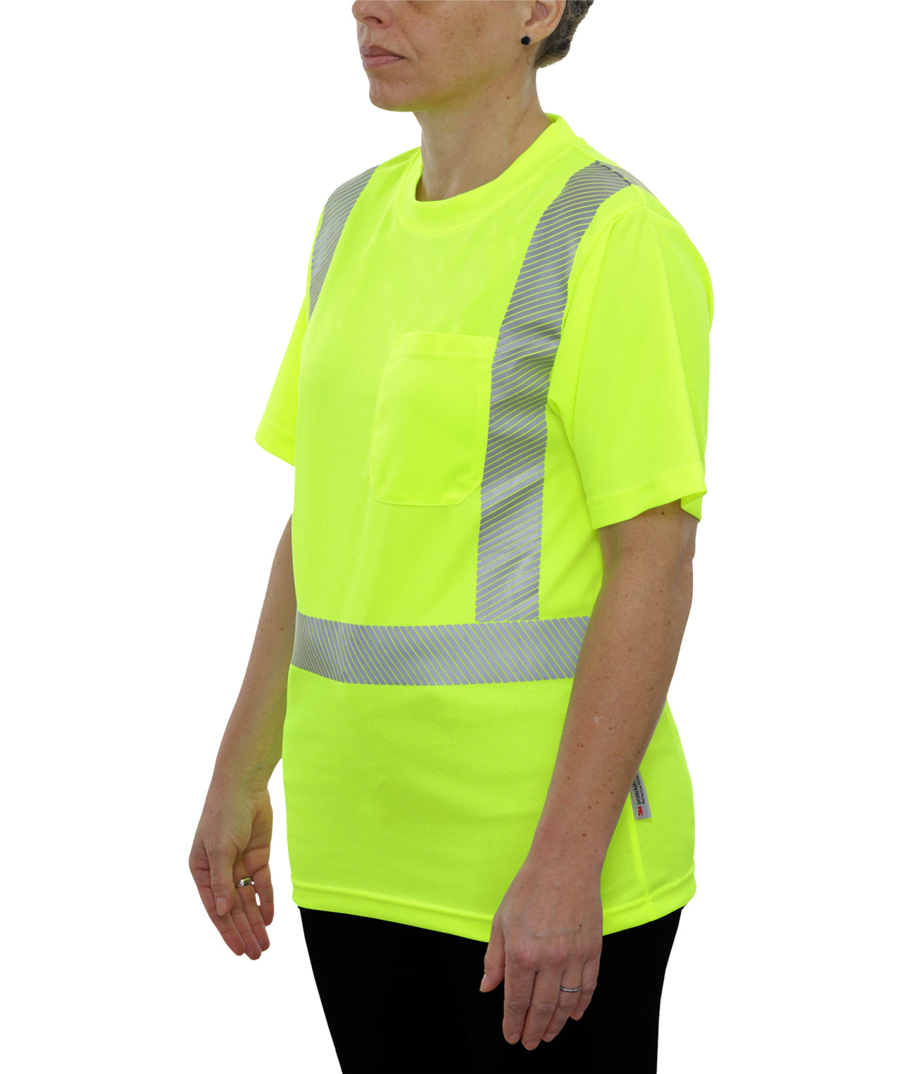 102CTLM Hi-Vis Lime Birdseye Pocket Safety Shirt with Comfort Trim by 3MTM