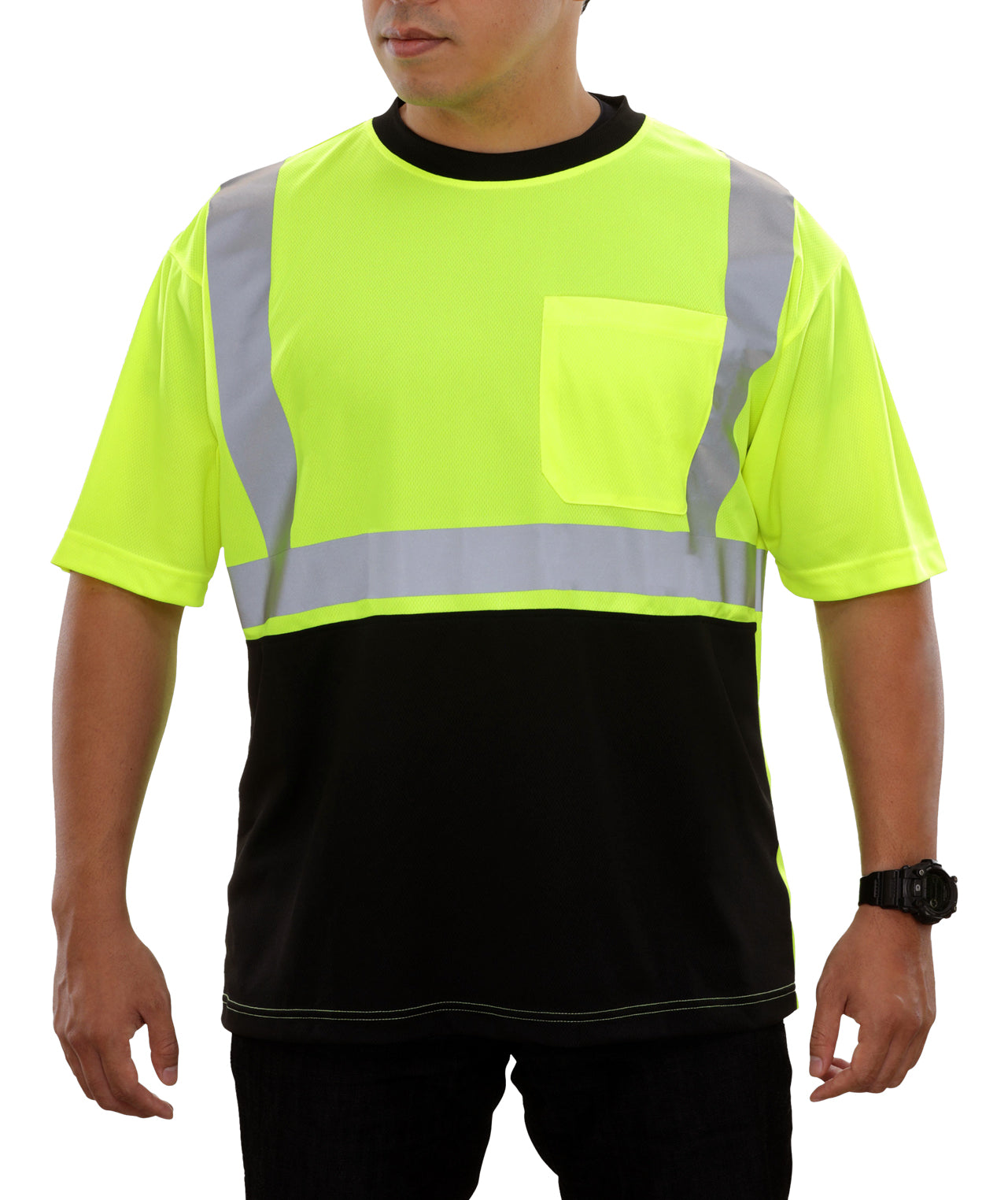 102STLB Hi-Vis Two-Tone Birdseye Pocket Safety Shirt