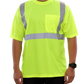 102SXLM Hi-Vis Lime Birdseye Pocket X-Back Safety Shirt
