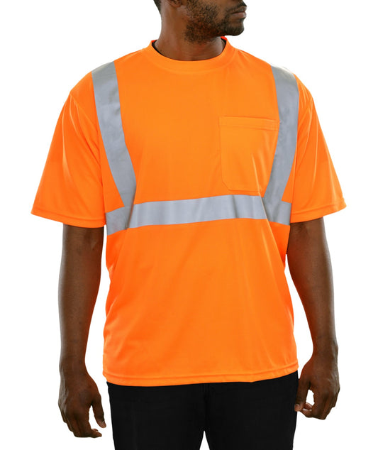 102SXOR Hi-Vis Orange Birdseye Pocket X-Back Safety Shirt