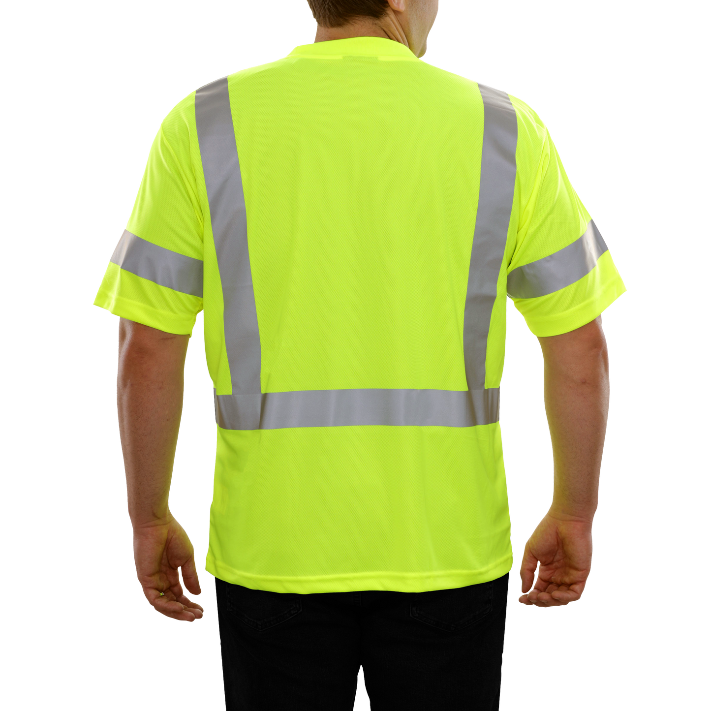 104STLM Hi-Vis Lime Birdseye Pocket Safety T-Shirt