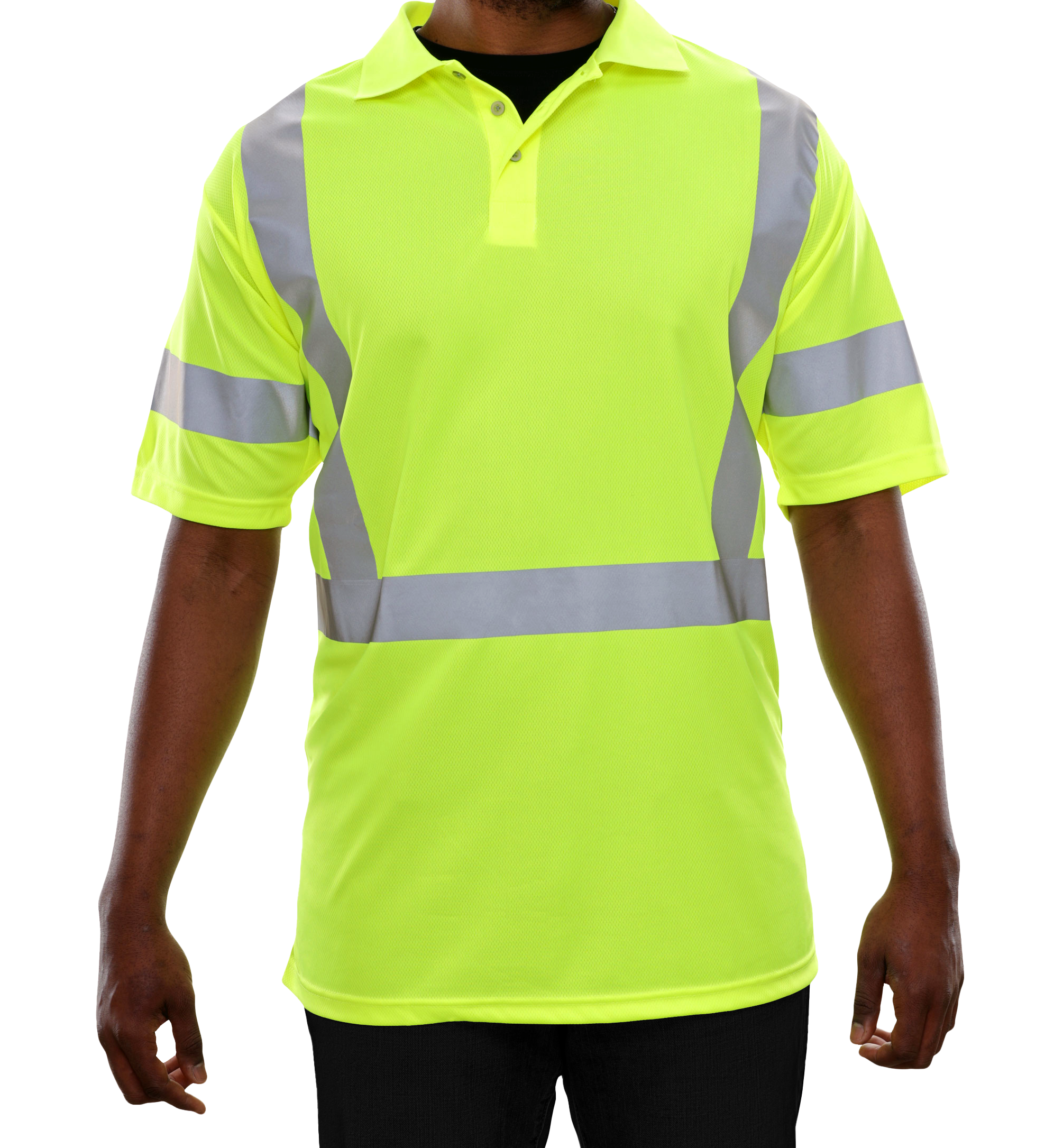 High Visibility Long Sleeve Shirt,Two Tone Yellow Navy Safety Polo