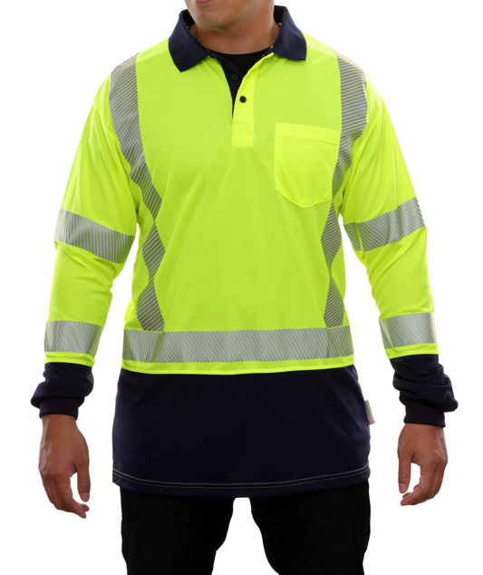 316CTLN Hi-Vis Two-Tone Long Sleeve Pocketed Safety Polo