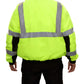 411STLB Safety Jacket: Hi-Vis Bomber: Breathable Waterproof: Hood: Lime 2-Tone