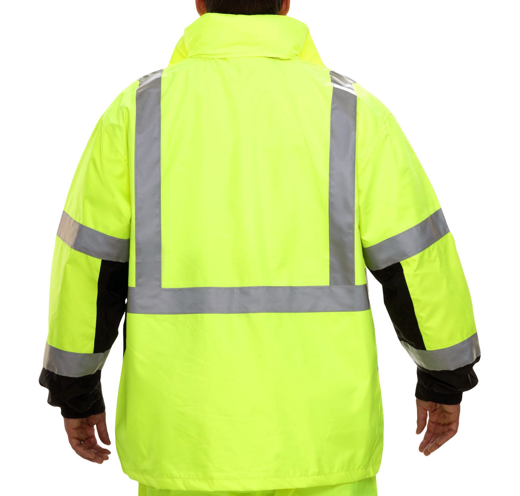 431STLB Safety Jacket: Hi-Vis Parka: Breathable Waterproof Hooded: 2-Tone Lime