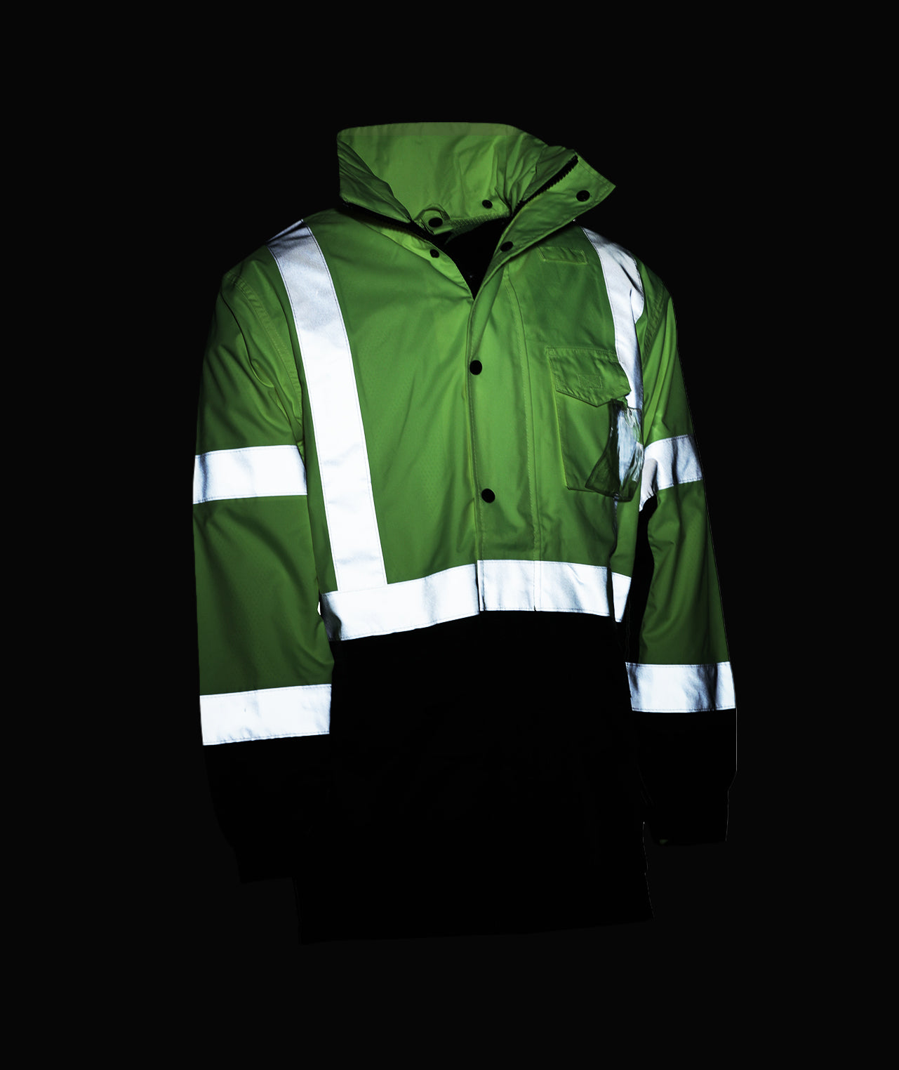431STLB Safety Jacket: Hi-Vis Parka: Breathable Waterproof Hooded: 2-Tone Lime