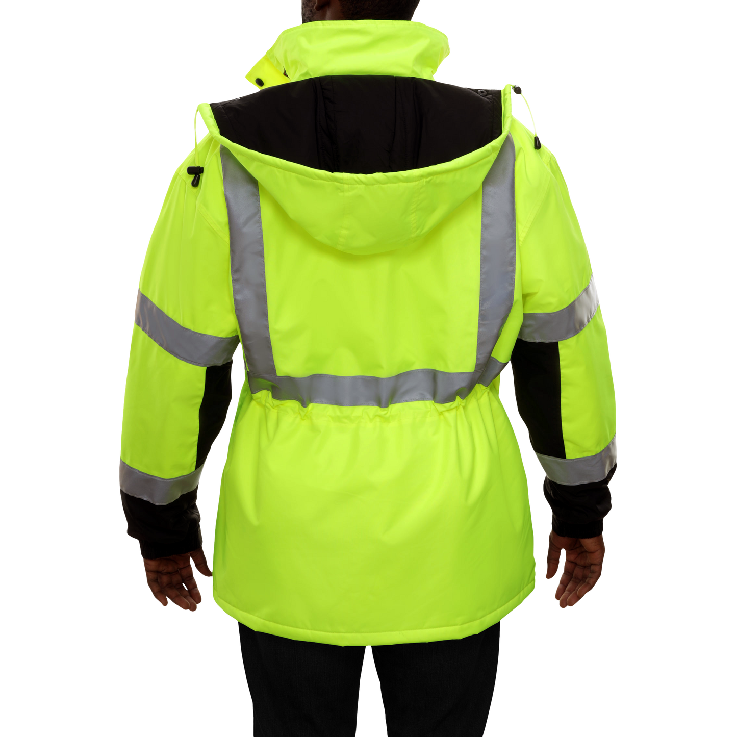 433STLB Safety Jacket: ThinsulateTM Parka: Breathable Waterproof Hooded: 2-Tone Lime