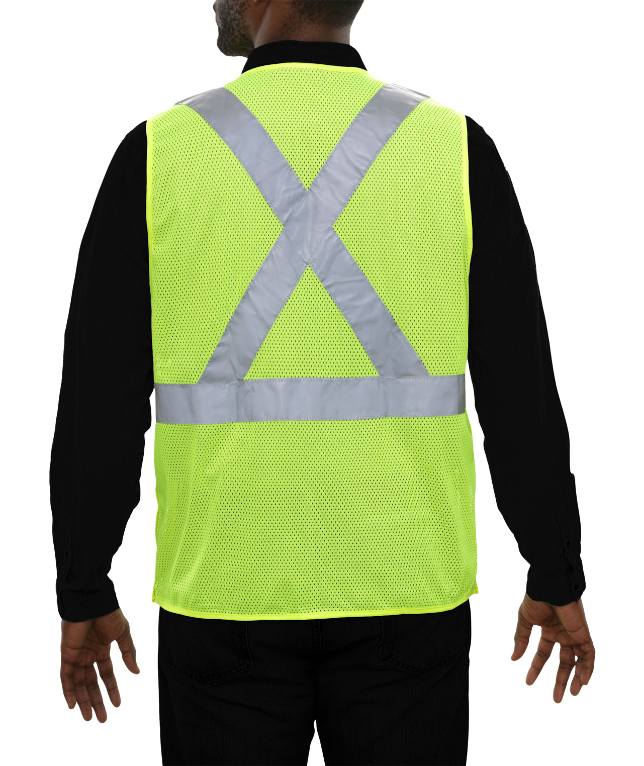 502SXLM Safety Vest: Hi-Vis Vest: X-Back Lime: 5pt Breakaway Mesh: ANSI 2