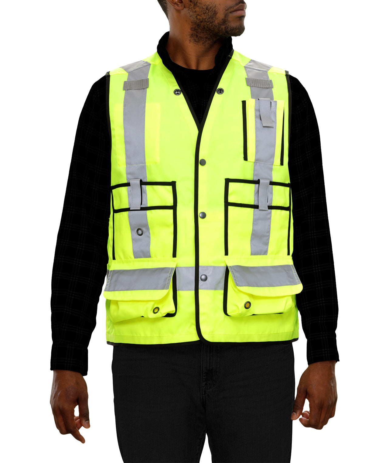 507STLM Surveyor Vest: Hi-Vis Multi-Pocket Vest: Woven