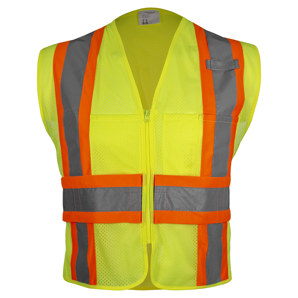 Contrasting Trim Poly Mesh Surveyor Safety Vest - LG - Premier Safety