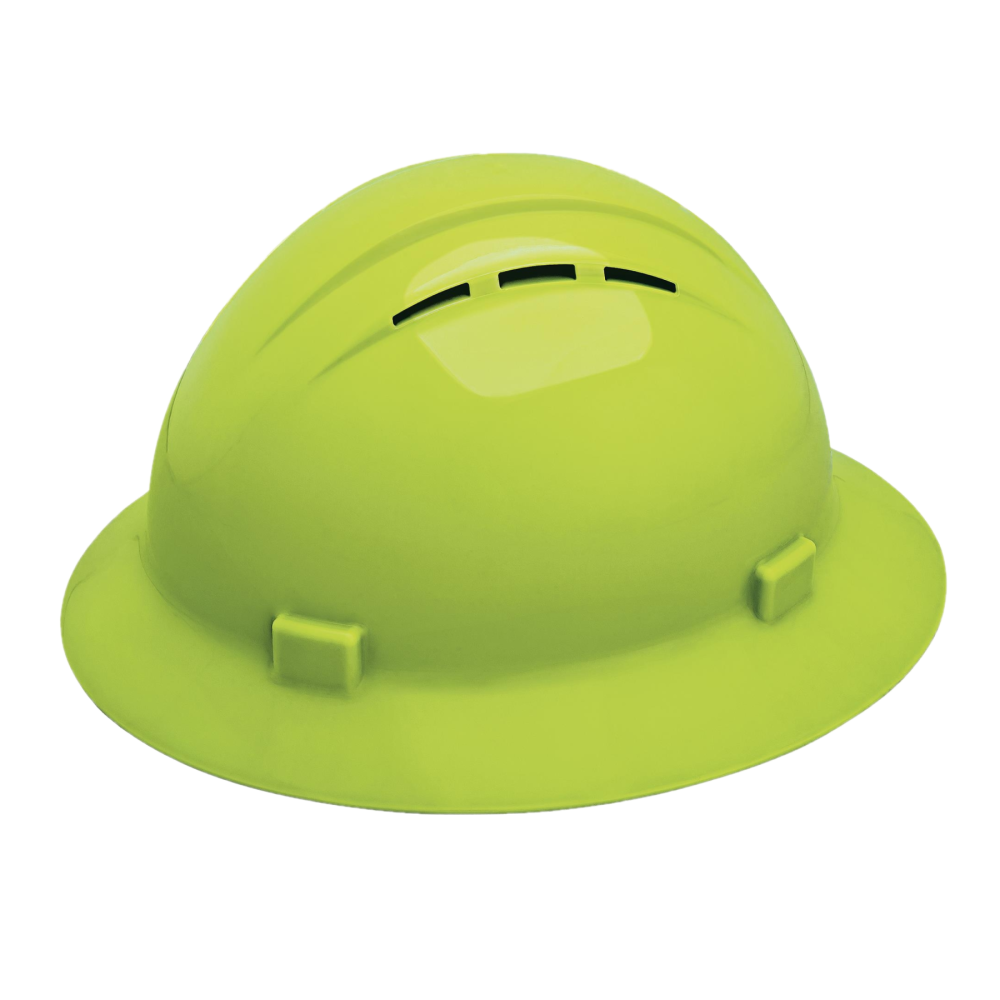 Lime green full hot sale brim hard hat