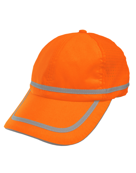 803STOR Safety Baseball Hat: Hi-Vis Orange Adjustable Cap: Cotton Sweatband