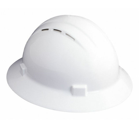 HH 19431 White Full Brim Vented Rachet Suspension Hard Hat