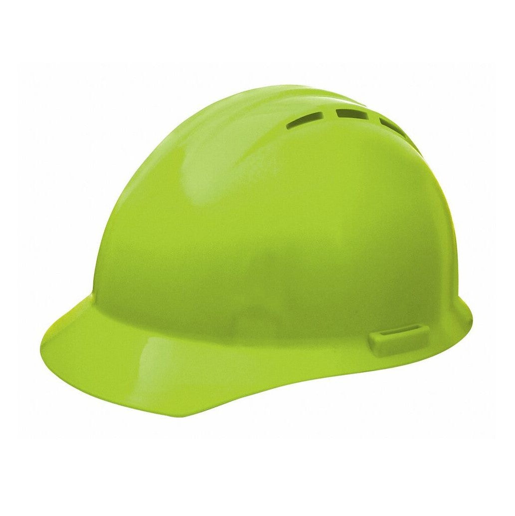 Lime Green Hi-Vis Hard Hat With Adjustable Ratchet - Safety Helmet For Construction, Work Sites, & Outdoor Jobs