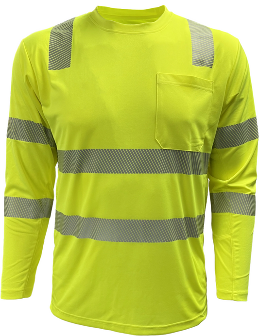 204CMPS-LM Hi-Vis Coolmax Safety Long Sleeve T-shirt with Pocket