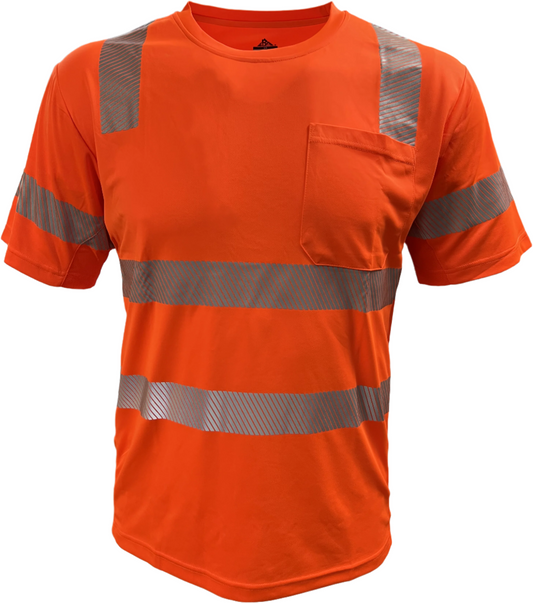 104CMPS-OR Hi-Vis Coolmax Safety Short Sleeve T-shirt with Pocket