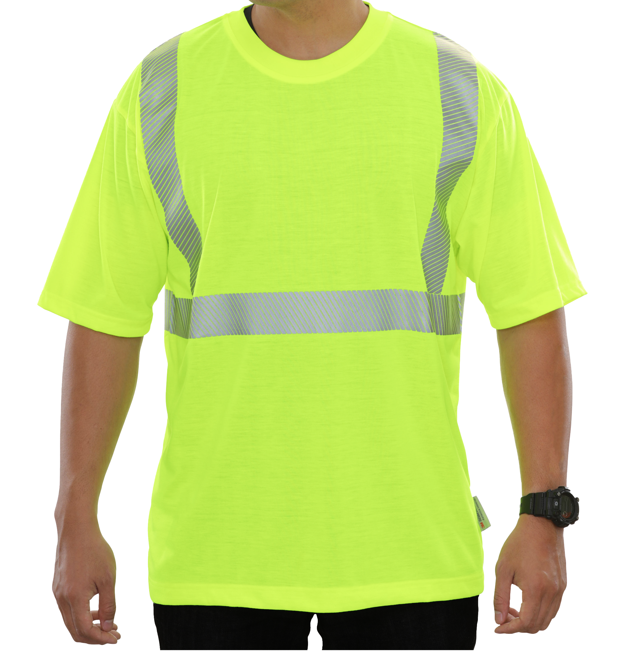 101CTLM Hi-Vis Lime Safety T-Shirt: 3M 2x / Standard Non-X Back