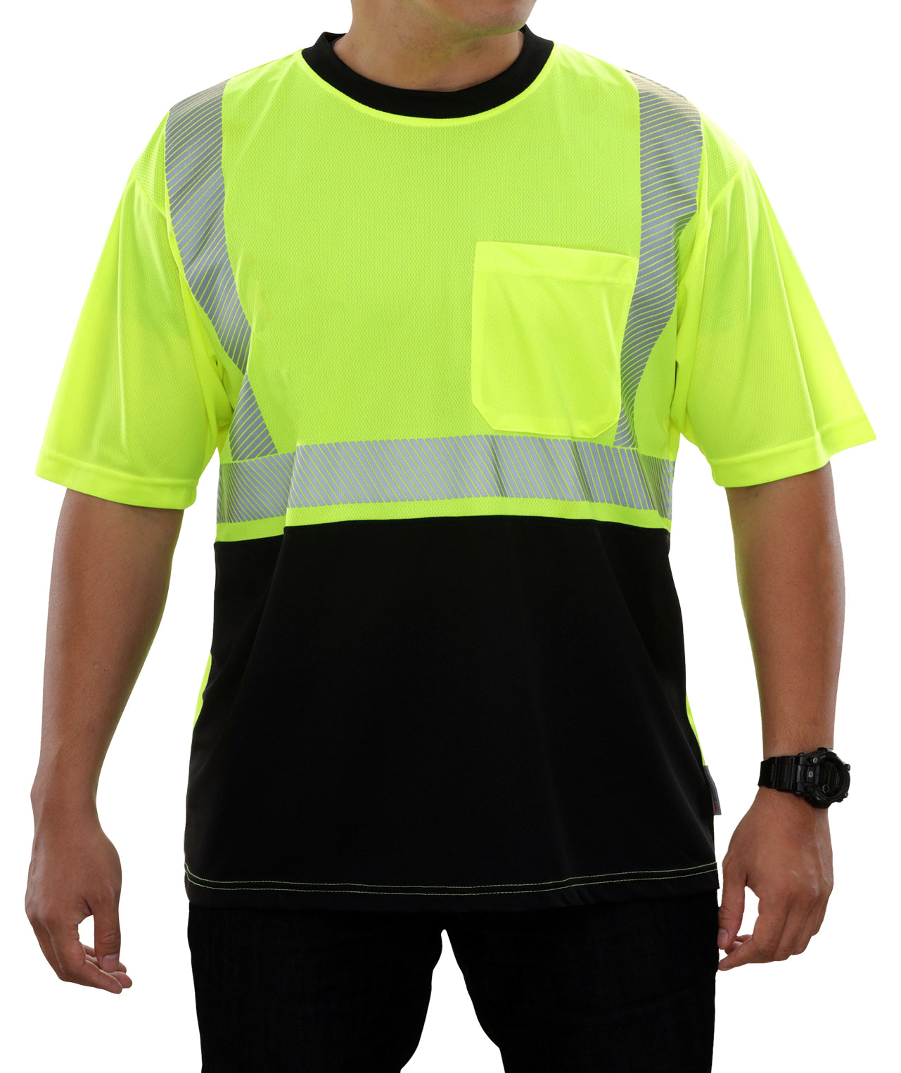 102CTLB Hi-Vis Two-Tone Birdseye Pocket Safety Shirt with Comfort Trim by 3MTM