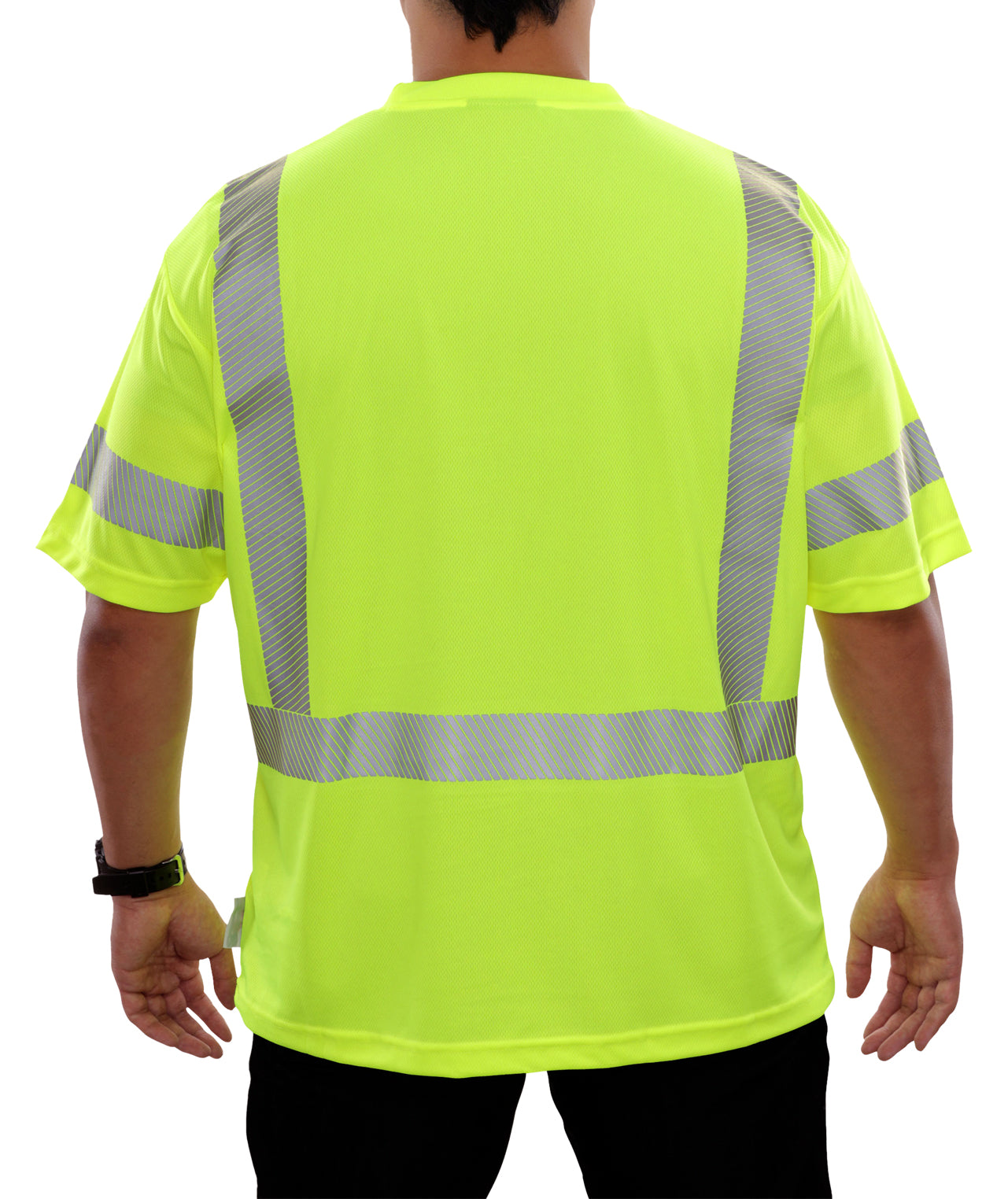 104CTLM Hi-Vis Lime Birdseye Pocket Safety T-Shirt with Comfort Trim by 3MTM