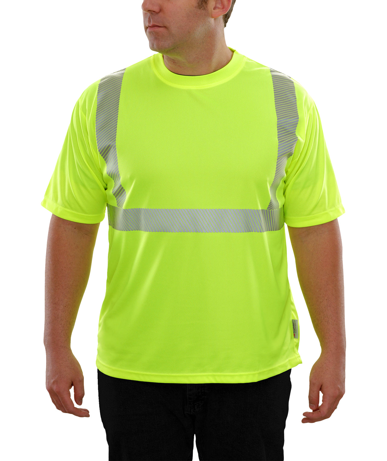 112CTLM Hi-Vis Lime Birdseye No Pocket HACCP Safety T-Shirt with 3MTM Comfort Trim