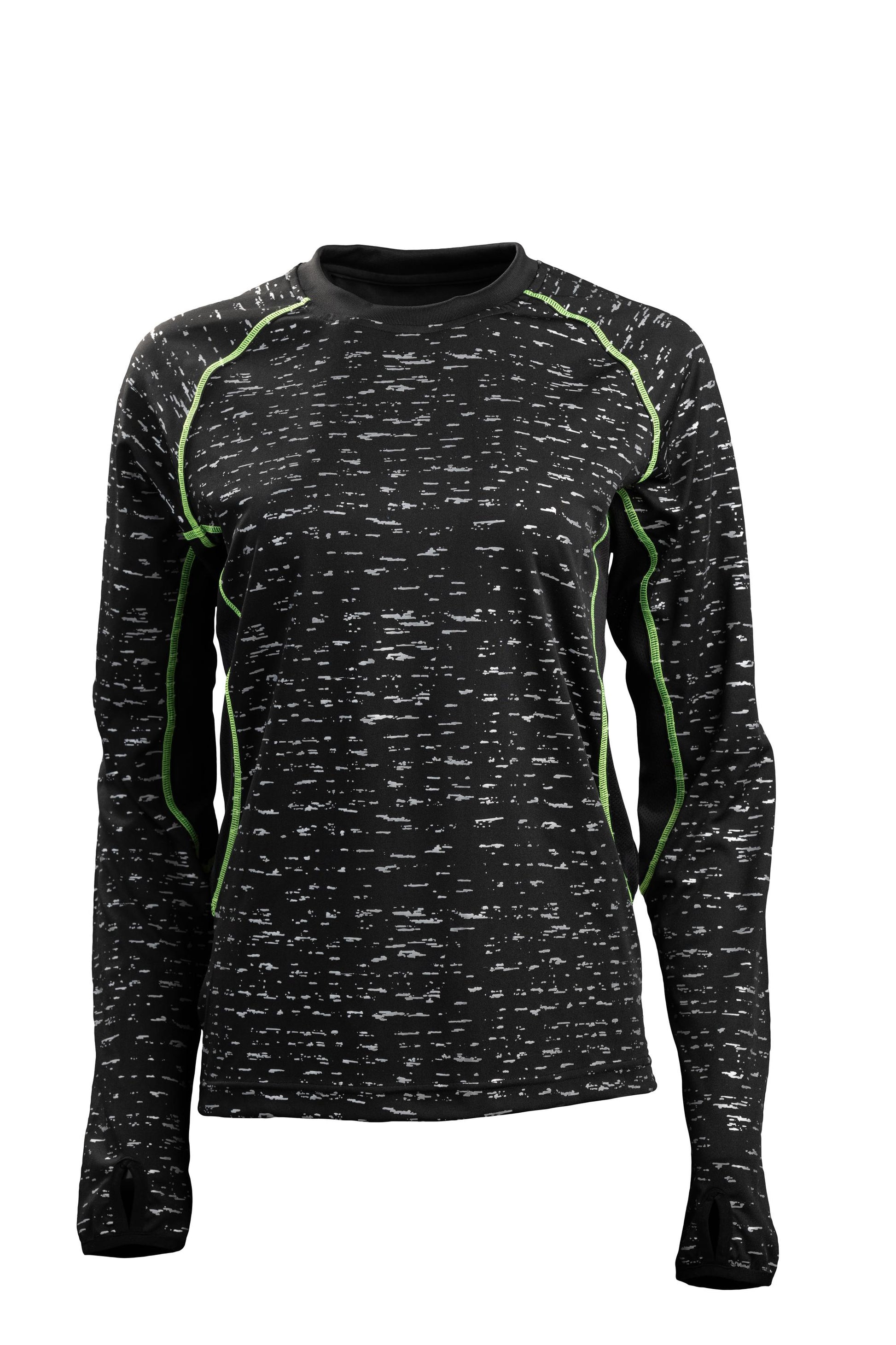 Women's Black Long Sleeve WildSpark™ Athletic Shirt – Reflective Apparel Inc