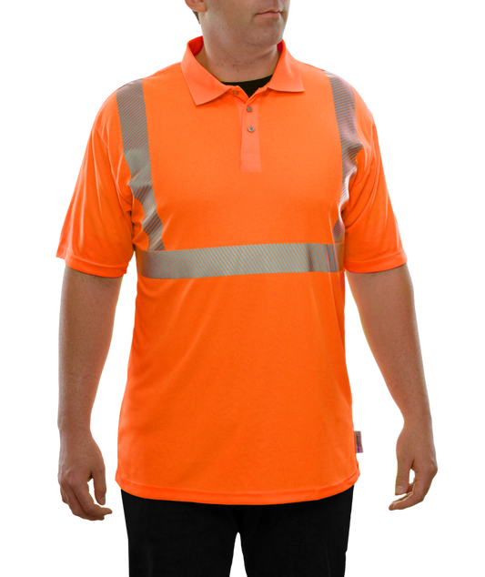 302CTOR Hi-Vis Orange Birdseye Safety Polo Shirt with 3M™ Scotchlite™ Comfort Trim