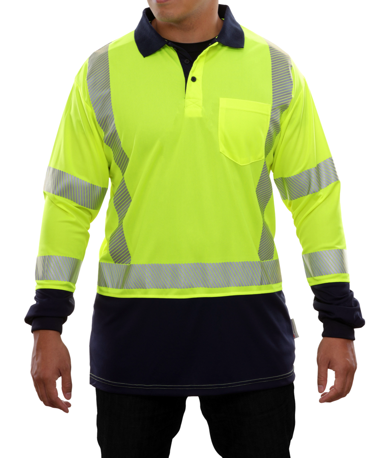 316CTLN Hi-Vis Two-Tone Long Sleeve Pocketed Safety Polo