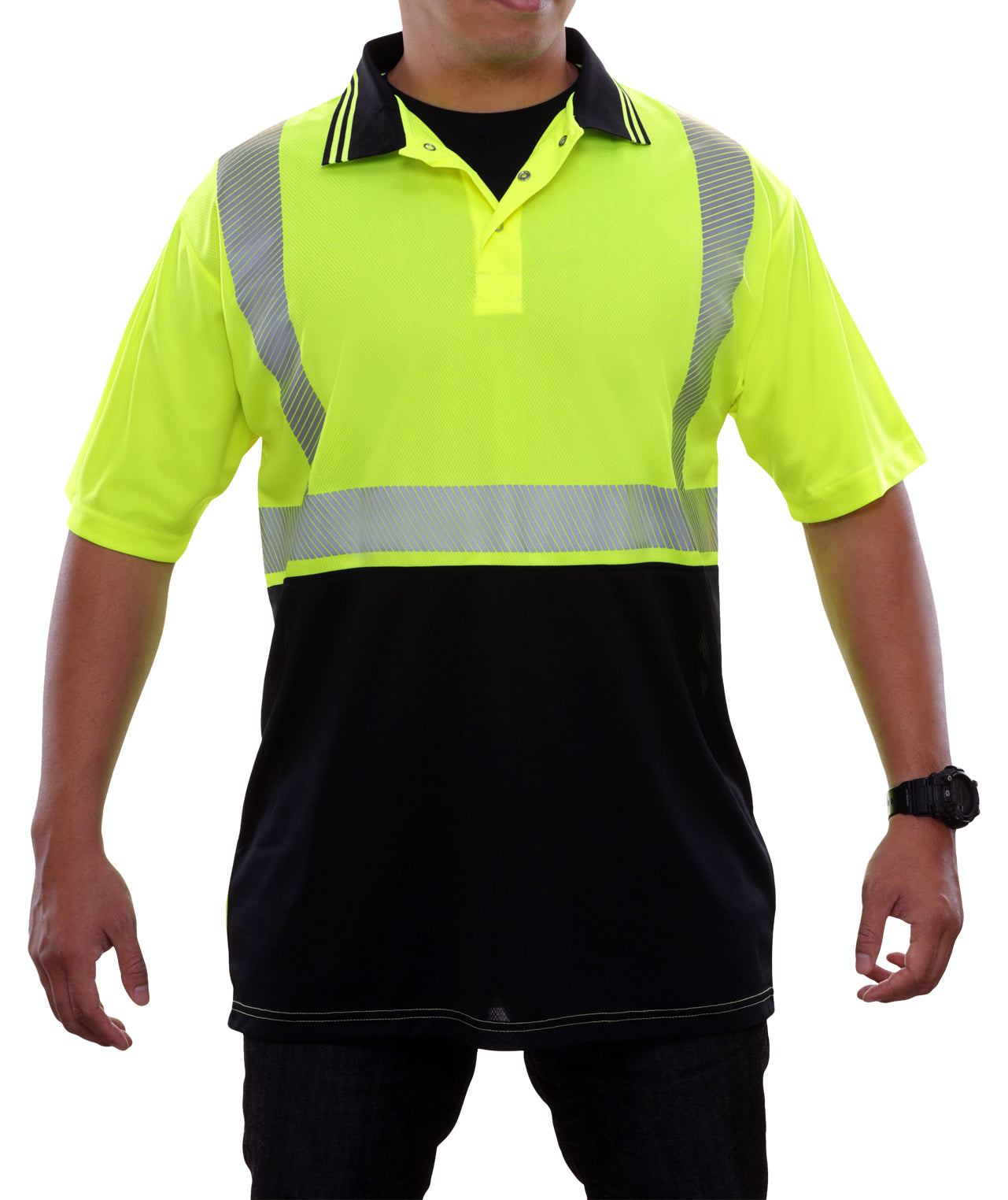 342CTLB Safety Polo: HACCP Polo Shirt: Two-Tone Birdseye: Comfort Trim by 3MTM