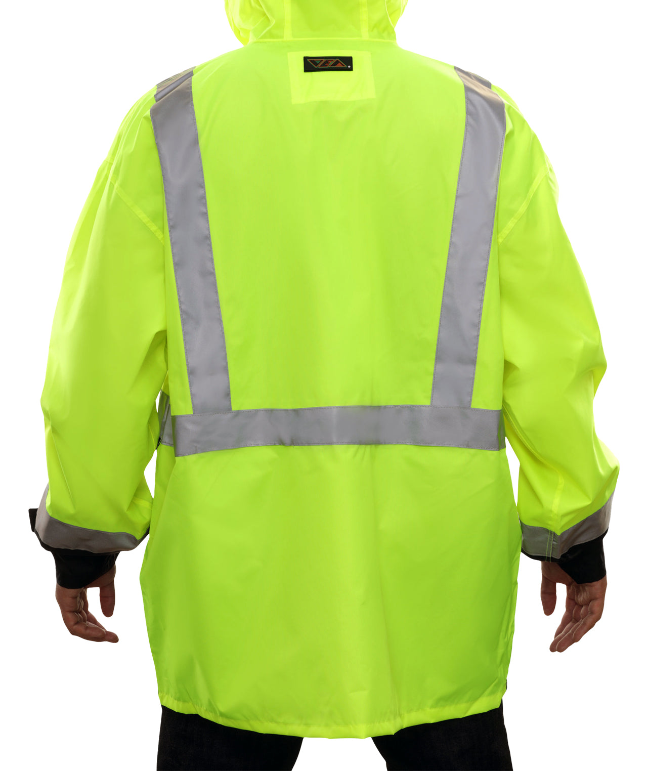 403ETLB Safety Rain Jacket: Lightweight Waterproof Hi-Vis Jacket 2-Tone:  Adjustable Hood