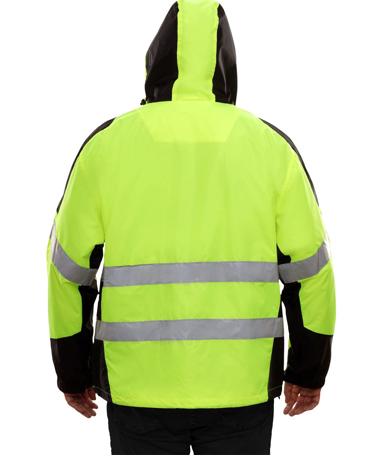 407GTLB Safety Jacket: Hi-Vis Hooded Windbreaker: Water Resistant: 2-Tone