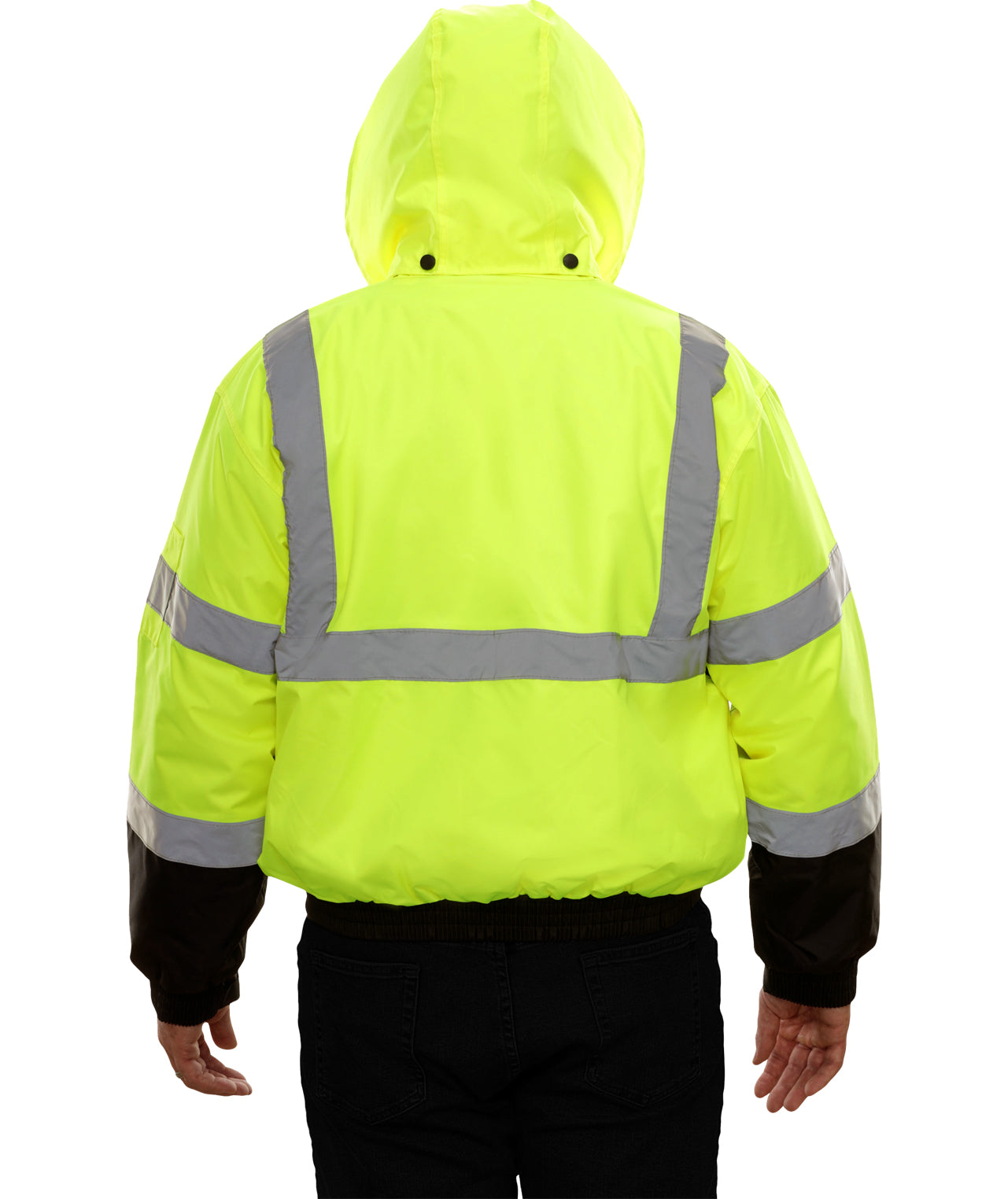 413GTLB Safety Jacket: Hi-Vis Bomber: Adjustable Hood: Waterproof