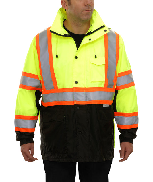 431CSLB Safety DOT Jacket: Hi-Vis Parka: Breathable Waterproof Hooded