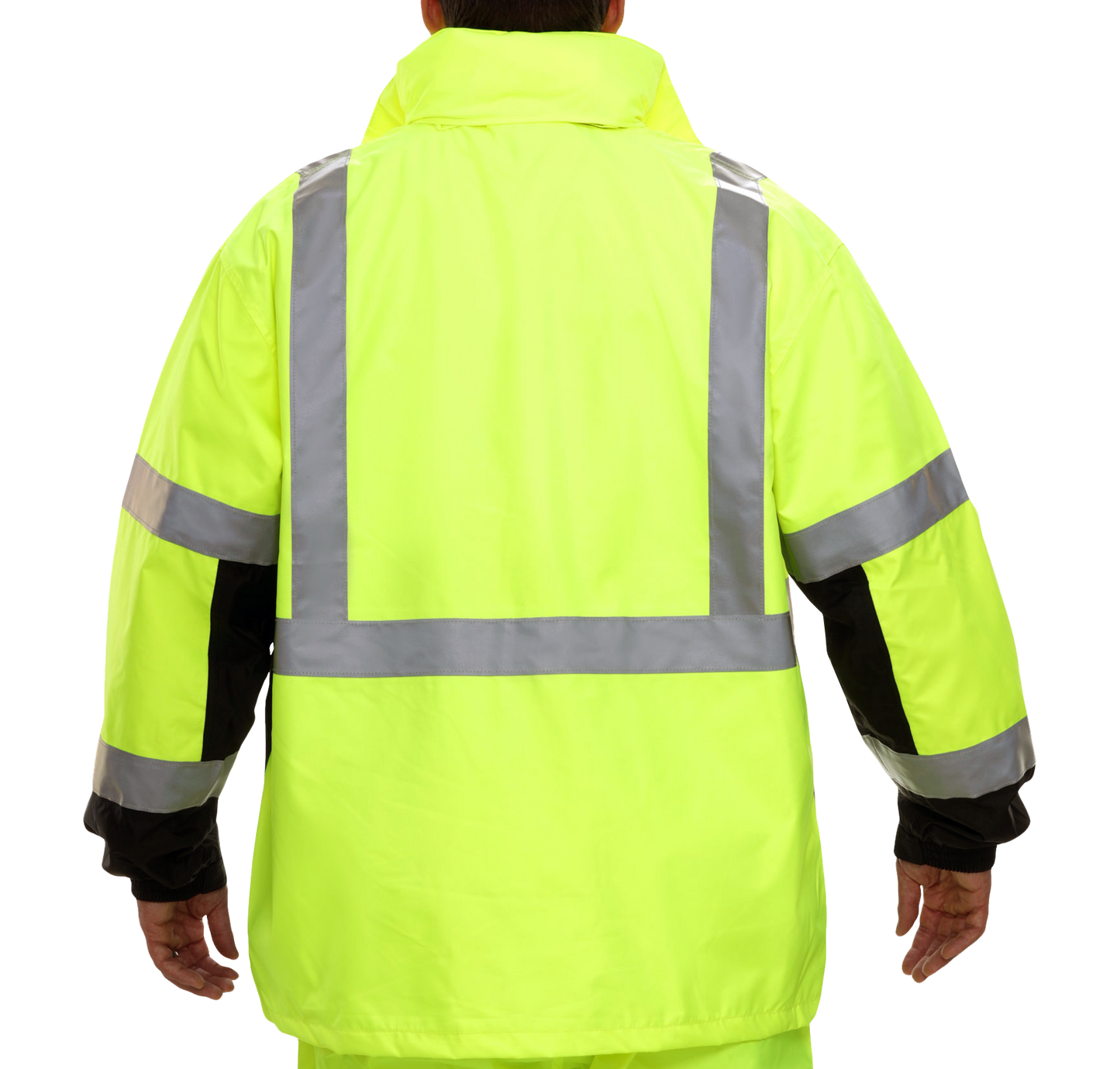 431STLB Safety Jacket: Hi-Vis Parka: Breathable Waterproof Hooded: 2-Tone Lime