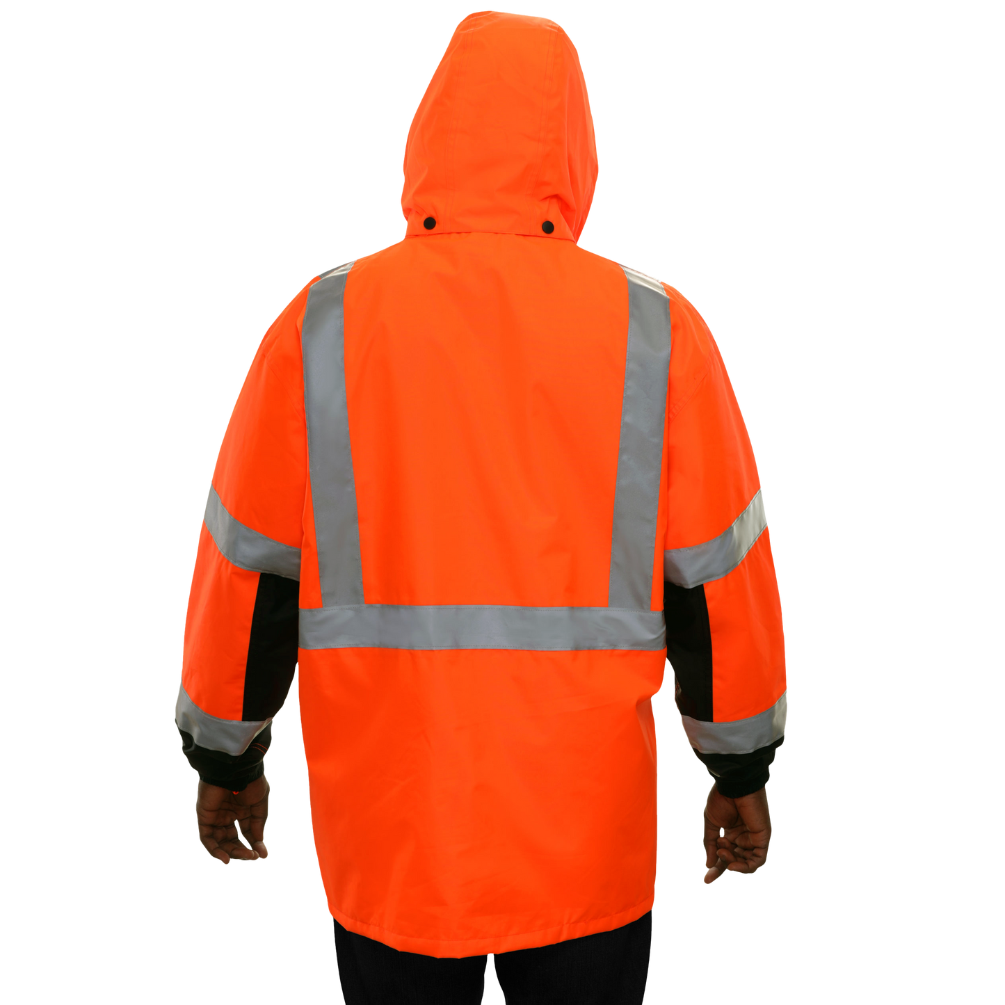 431STOB Safety Jacket: Hi-Vis Parka: Breathable Waterproof Hooded: 2-Tone Orange