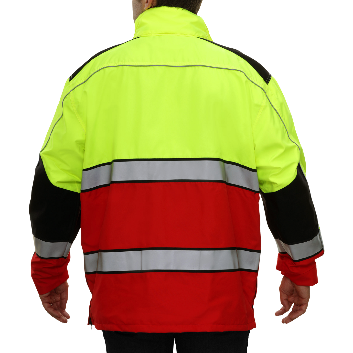 461STLR Safety Jacket: Hi-Vis Responder Parka: Waterproof: 2-Tone Lime & Red