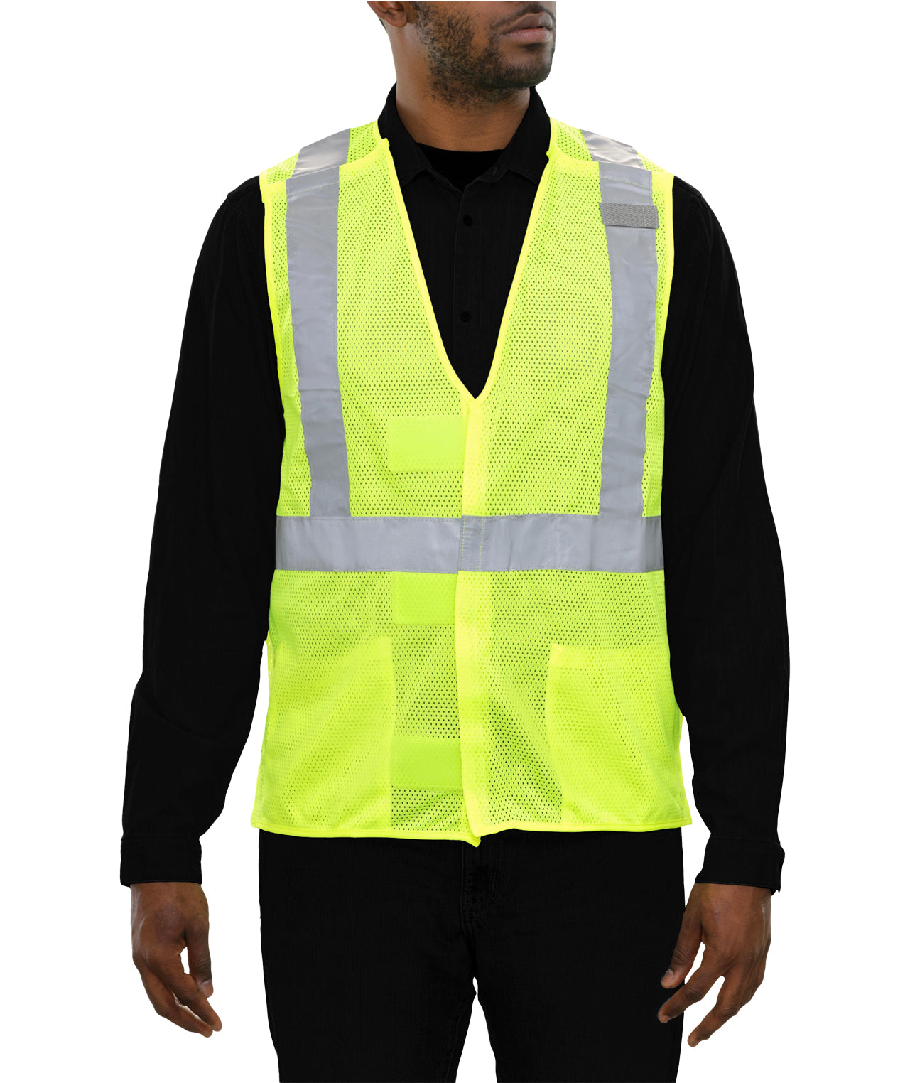 502SXLM Safety Vest: Hi-Vis Vest: X-Back Lime: 5pt Breakaway Mesh: ANSI 2