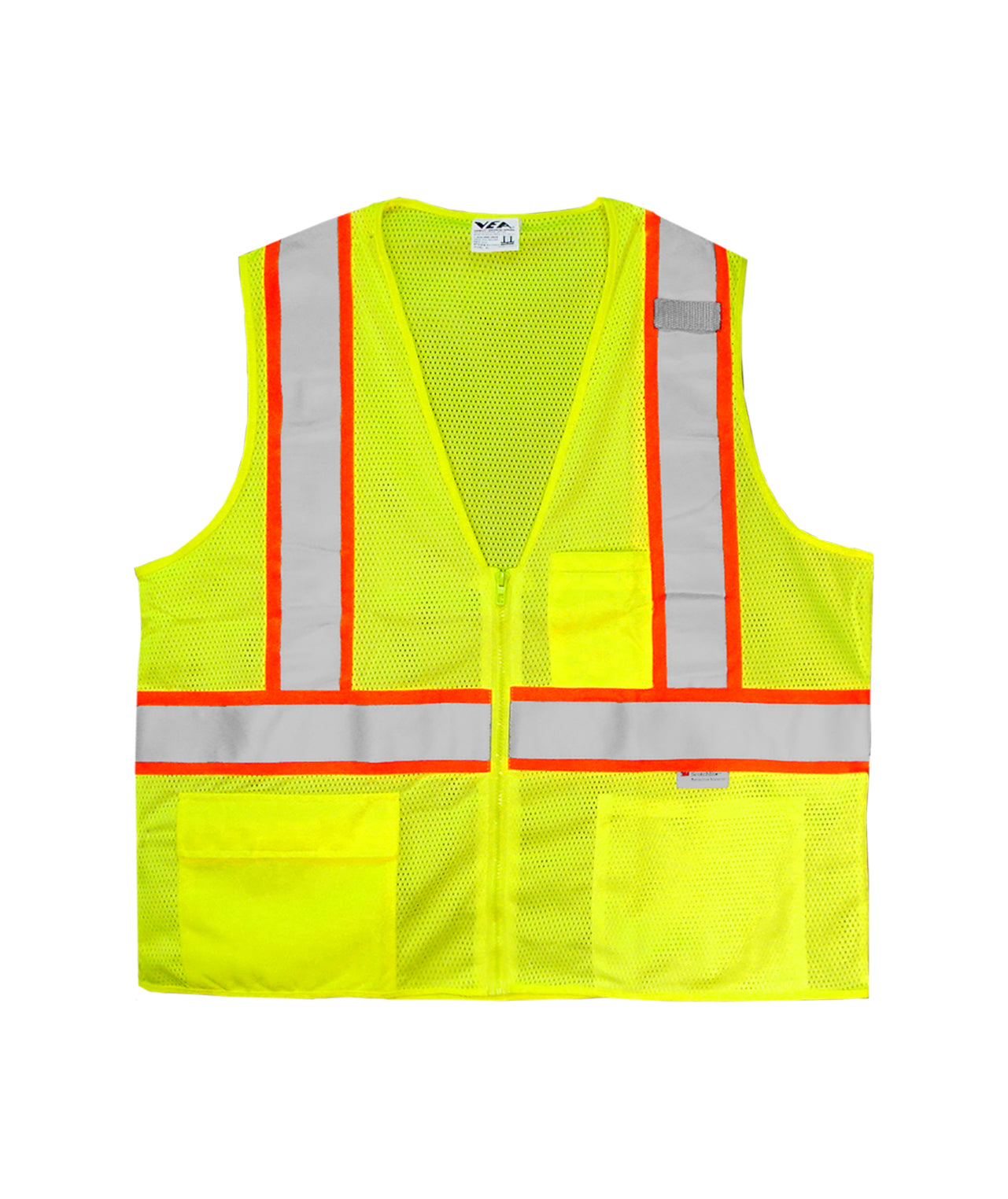 506STLM Safety Vest: Hi-Vis Vest: Lime Zippered Mesh: Contrasting Trim DOT: ANSI 2