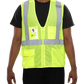 508SXLM Safety Vest: Clear ID Pocket: 5pt Breakaway: X-Back Lime Zip Mesh