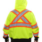 602CXLB Safety Sweatshirt: Hi-Vis Full Zip 2-Tone Contrasting X-Back: Removeable Hood