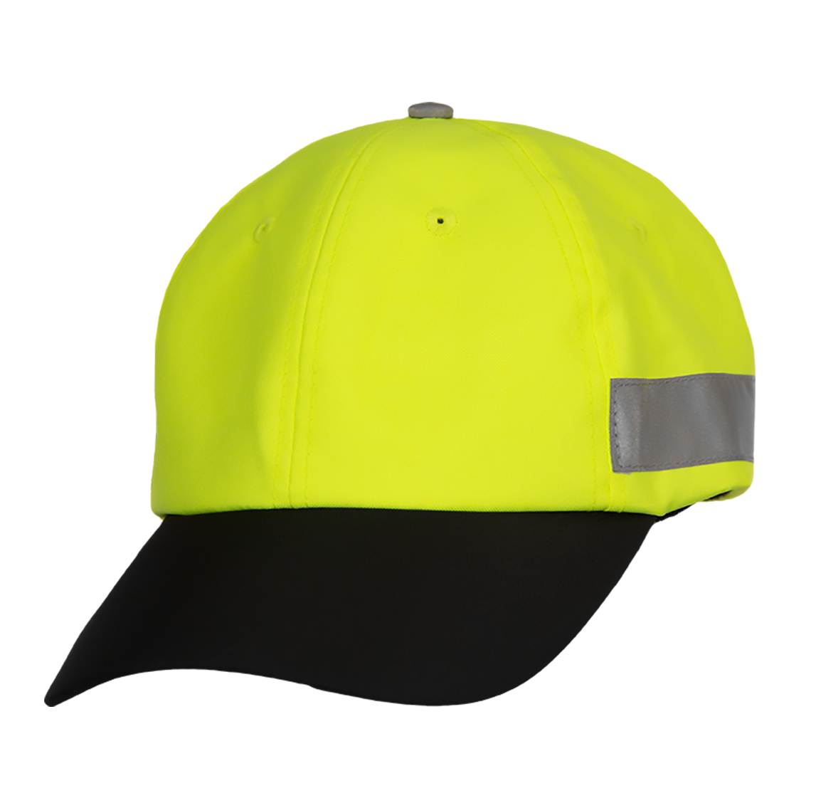 813STLB Safety Baseball Hat: Hi-Vis Lime & Black Cap: Adjustable Cotton Sweatband