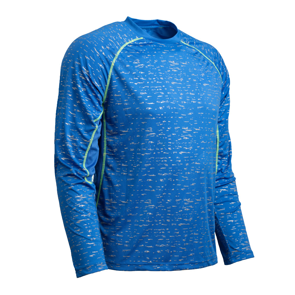 BROOKS Equilibrium Activewear Shirt Mens L Blue Performance Knit Long  Sleeve Tee